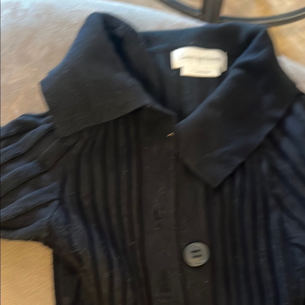 Lovers + Friends Black Pleated Button-Up Blouse